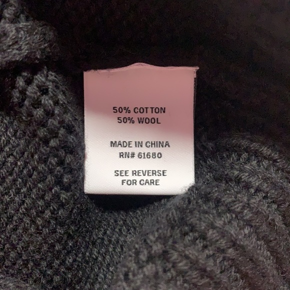 525 America wool sweater pullover turtleneck knit contrast cotton zigzag retro L - Picture 6 of 16